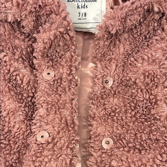 Abercrombie Kids Pink Teddy Jacket Plush Fuzzy Texture - Picture 4 of 9
